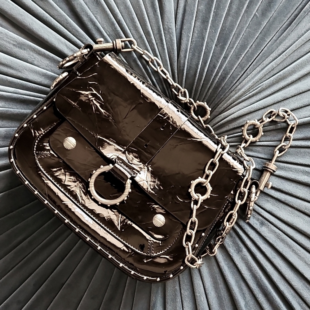 Zadig & Voltaire Kate wrinkle patent chain shoulder bag